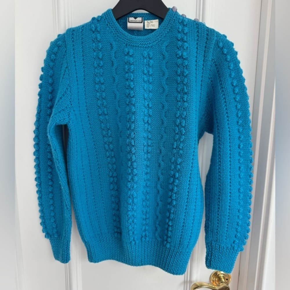 Extraordinary Wool Vintage Obermyer 90s blue crewneck sweater
